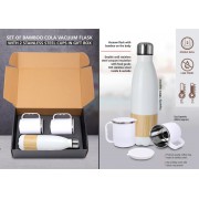 Set Of Bamboo Cola Vacuum Flask With 2 Stainless Steel Cups In Gift Box